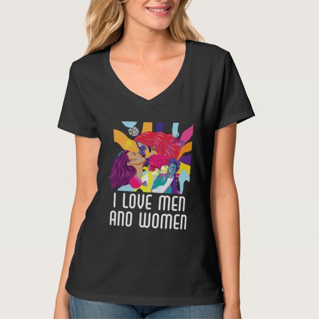 I Love Men And Women Bisexual Pride Bisexuality LG T Shirt (Framsida)