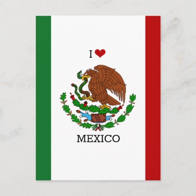 i love mexico - mexican flag, vykort (Framsida)