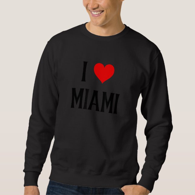 I Love Miami FL USA  Family Holiday Travel Souveni Lång Ärmad Tröja (Framsida)