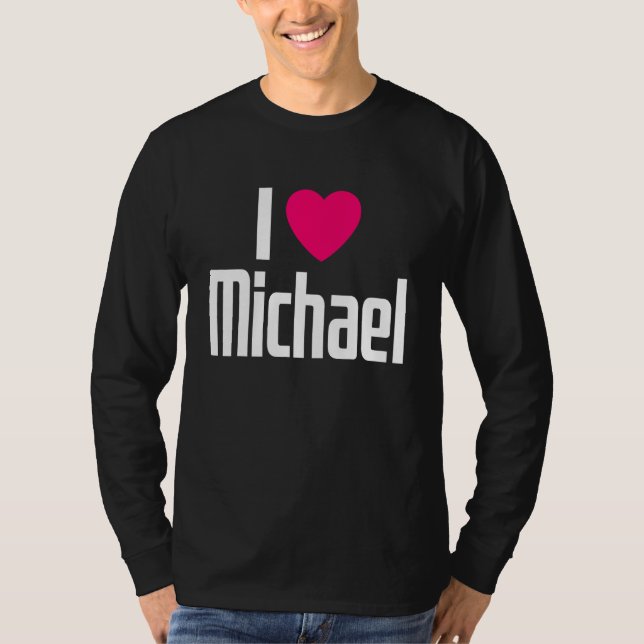 I Love Michael Pink Heart I Heart Michael T Shirt (Framsida)