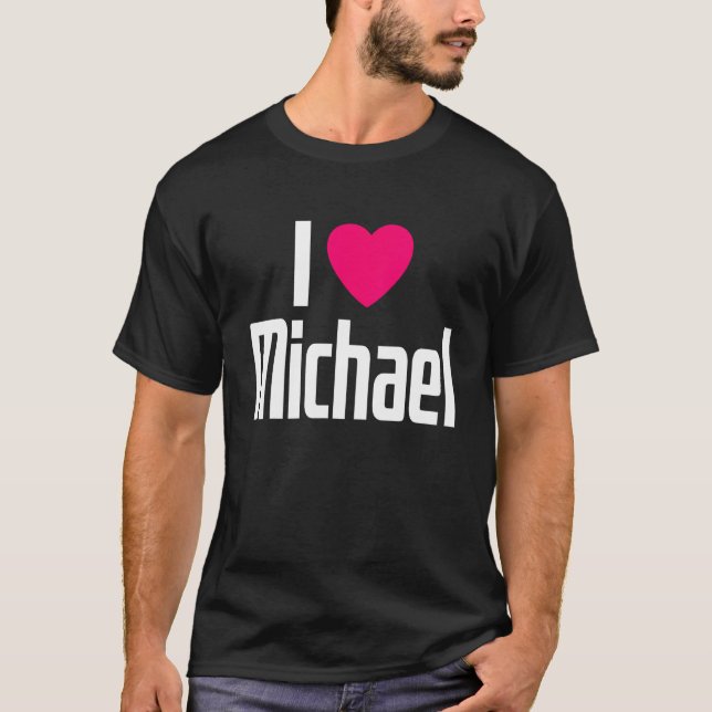 I Love Michael Pink Heart I Heart Michael T Shirt (Framsida)