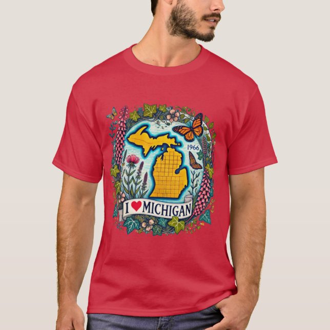 I Love Michigan Oversized 2 T Shirt (Framsida)