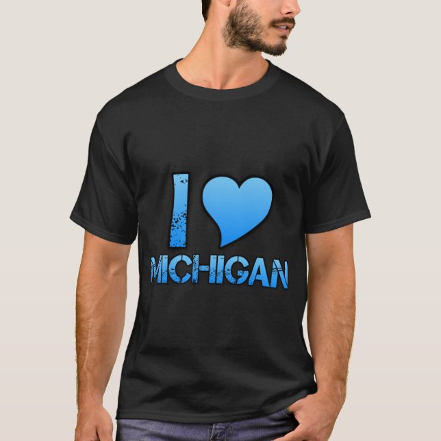 I Love Michigan Skate Style T Shirt (Framsida)