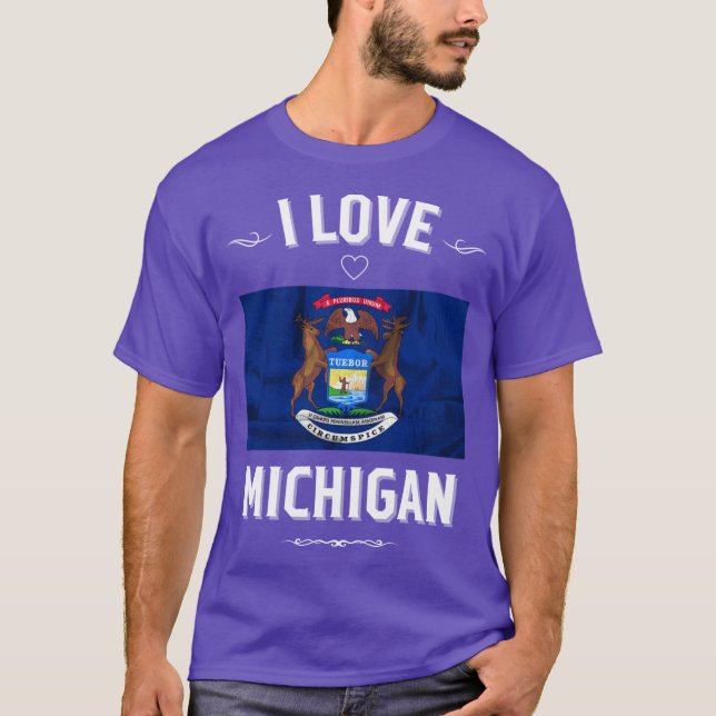 I Love Michigan T Shirt (Framsida)