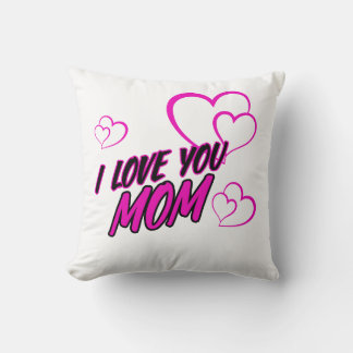 “I Love Mom” Decorative Throw Pillow – Heart Desig Kudde