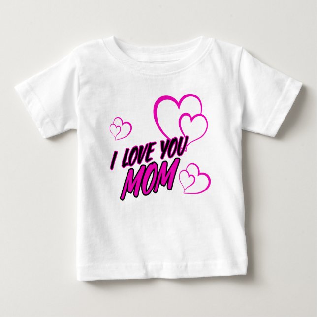 I Love Mom” Kids T-Shirt – Cute Heart Design Toddl (Framsida)