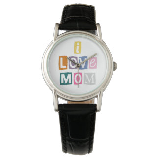 I Love Mom Ransom Note Magazine Cutout Typography Armbandsur