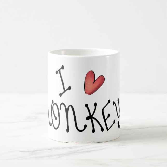 I Love Monkeys Cute Handwritten Typography Kaffemugg (Skapare uppladdad)
