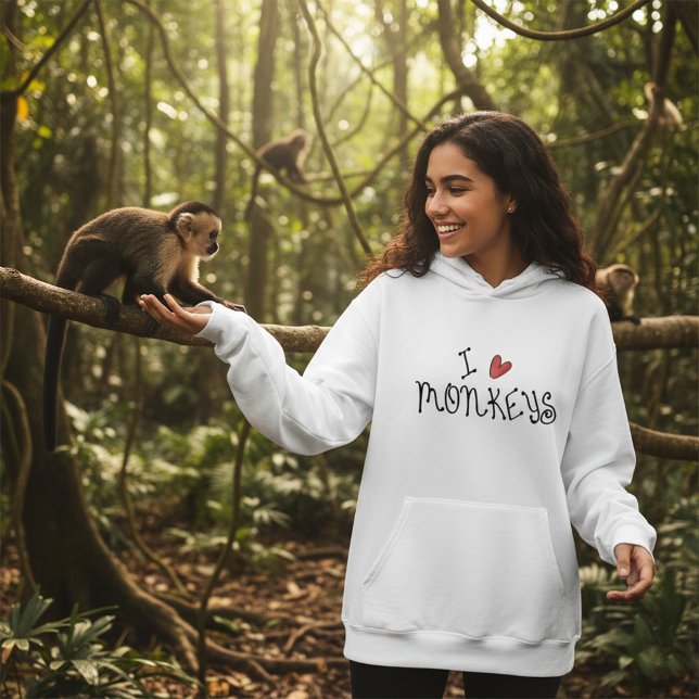 I Love Monkeys Cute Handwritten Typography T Shirt (Skapare uppladdad)