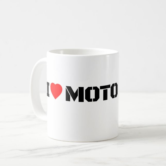 I Love Moto Motorcycle Coffee Mug Kaffemugg (Framsida vänster)
