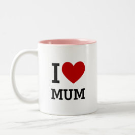 I Love Mum Mug Heart Graphic Mother Gift Två-Tonad Mugg