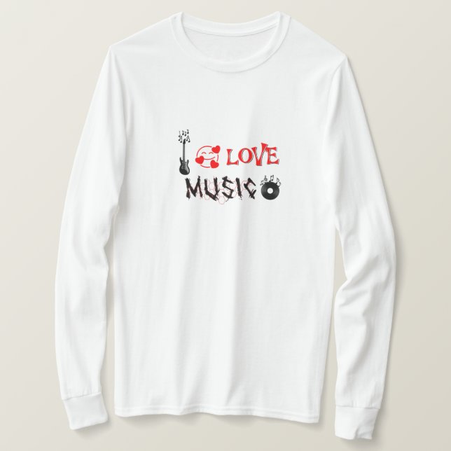 i love music stylish women long sleeve t-shirt (Design framsida)