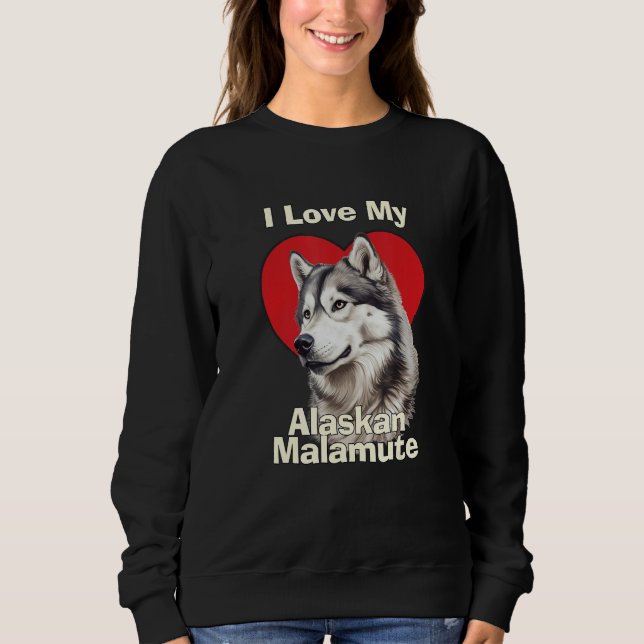 I Love My Alaskan Malamute Puppy Dog T Shirt (Framsida)