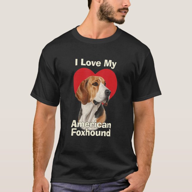 I Love My American Foxhound Puppy Dog T Shirt (Framsida)