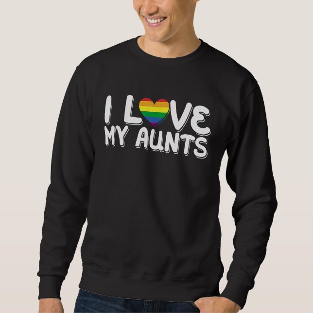 I Love My Aunts Gay Pride LGBT Gay Aunt Lång Ärmad Tröja (Framsida)