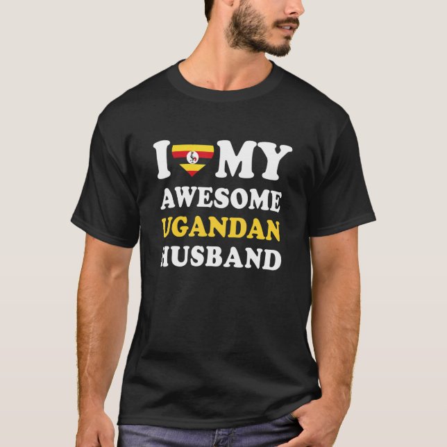 I love My Awesome Ugandan Husband Funny T Shirt (Framsida)
