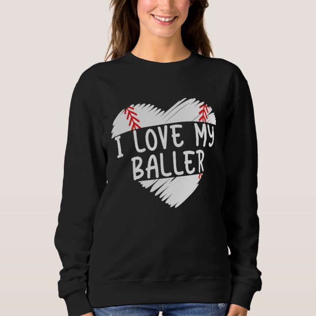 I Love My Baller Son Baseball Dad  Father's Day T Shirt (Framsida)