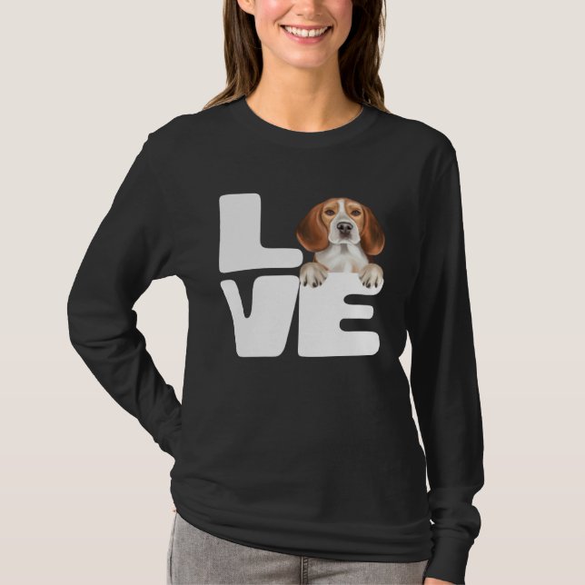 I Love My Beagle Dog T Shirt (Framsida)