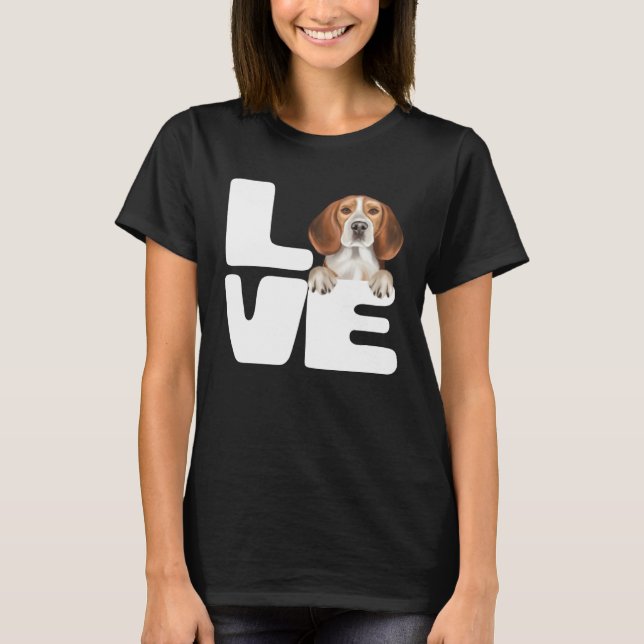 I Love My Beagle Dog T Shirt (Framsida)