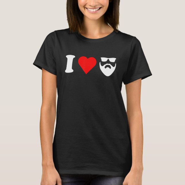 I Love My Bearded Boyfriend Valentines Day Dad Hus T Shirt (Framsida)