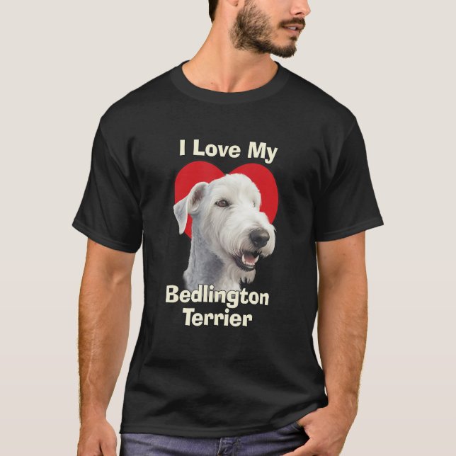 I Love My Bedlington Terrier Puppy Dog T Shirt (Framsida)