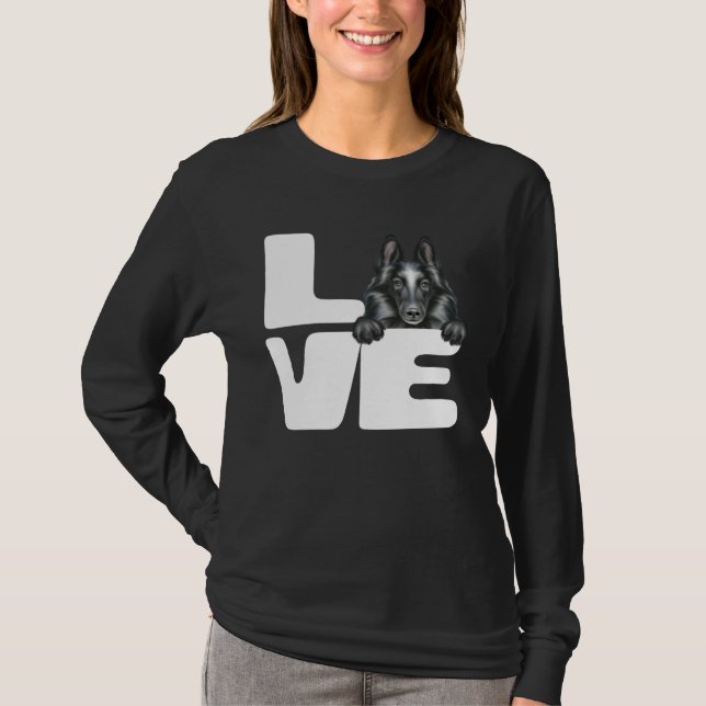 I Love My Belgian Sheepdog Dog T Shirt (Framsida)