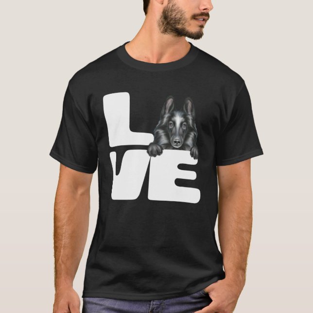 I Love My Belgian Sheepdog Dog T Shirt (Framsida)