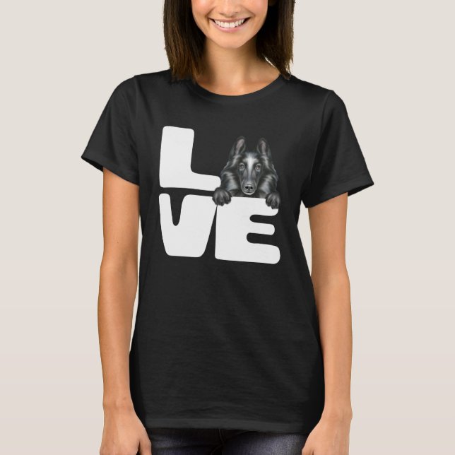 I Love My Belgian Sheepdog Dog T Shirt (Framsida)