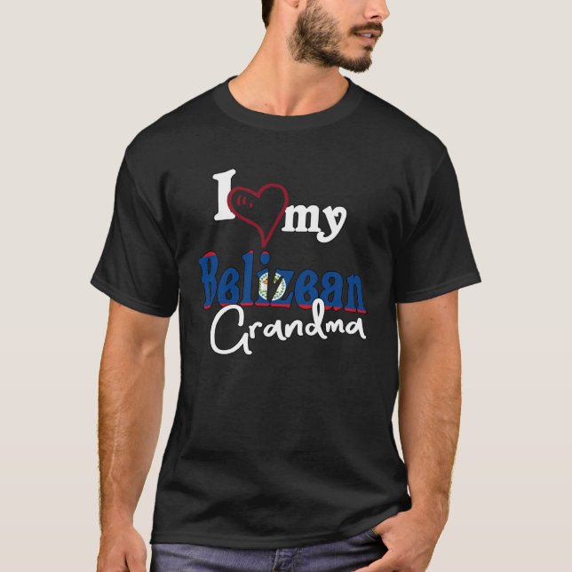 I Love My Belizean Grandma Artistic Belize T Shirt (Framsida)