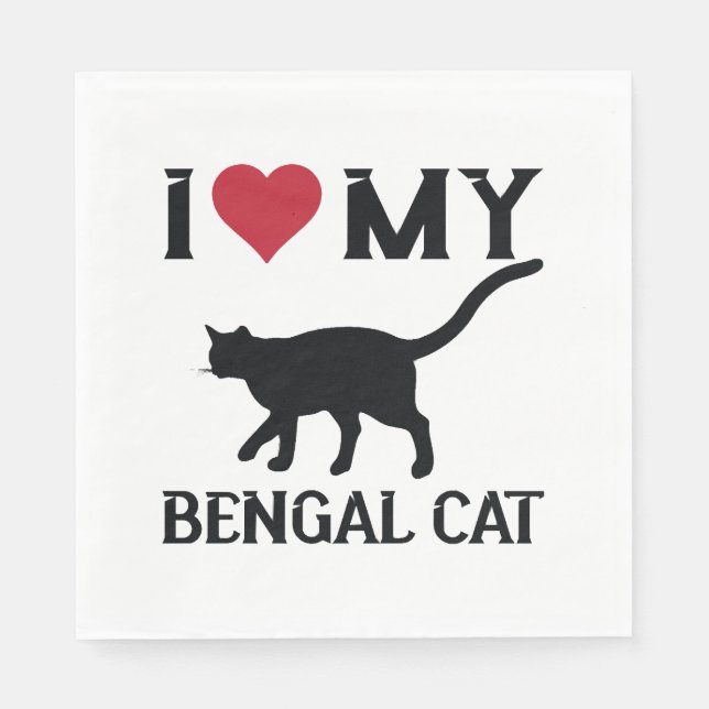 I Love My Bengal Cat Pappersservett (Framsidan)