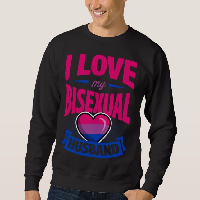 I Love My Bisexual Husband Cute Bi Pride Anniversa Lång Ärmad Tröja (Framsida)