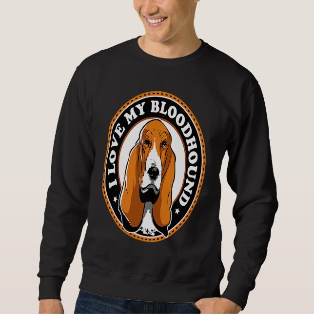 I Love My Bloodhound Lång Ärmad Tröja (Framsida)
