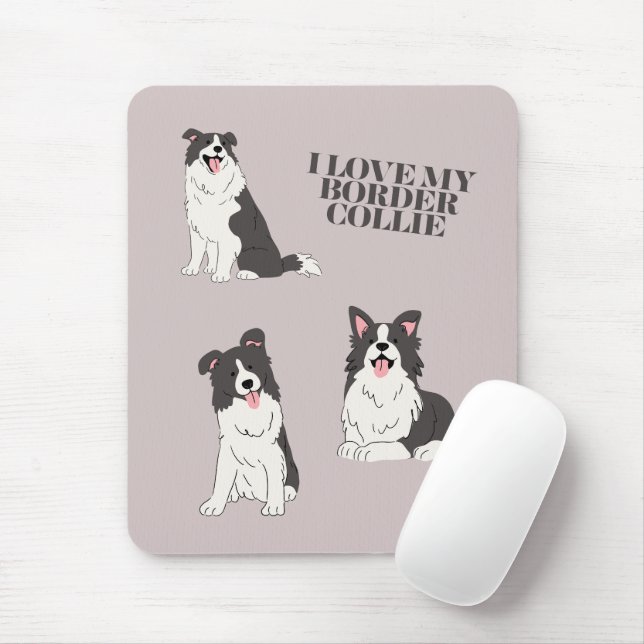 I Love My Border Collie Mouse Pad Musmatta (Med mus)