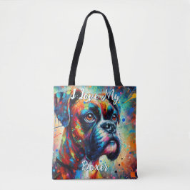 I Love My Boxer Pop Art Dog Personalized Tygkasse