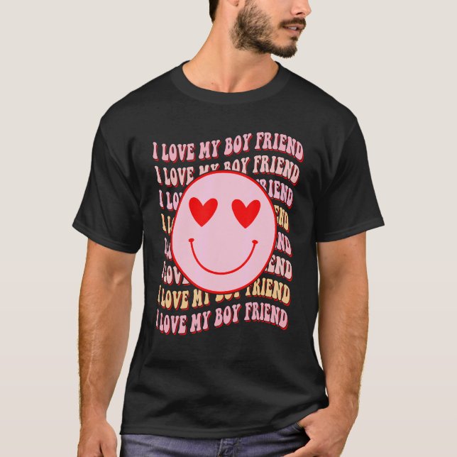 I love my boy friend  Happy Face Heart For Women T Shirt (Framsida)