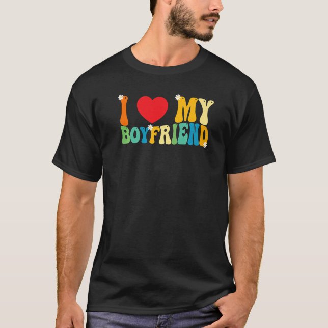 I Love My Boyfriend BF Red Heart Love  Valentine T Shirt (Framsida)