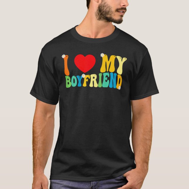 I Love My Boyfriend BF  Red Heart Love   Valentine T Shirt (Framsida)