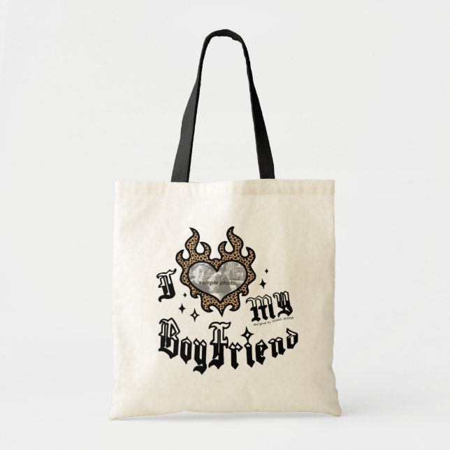 I Love My Boyfriend - Cheetah - DingusDesign Tygkasse (Framsidan)