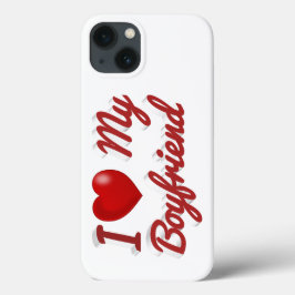 I Love My Boyfriend cute red text iPhone Case