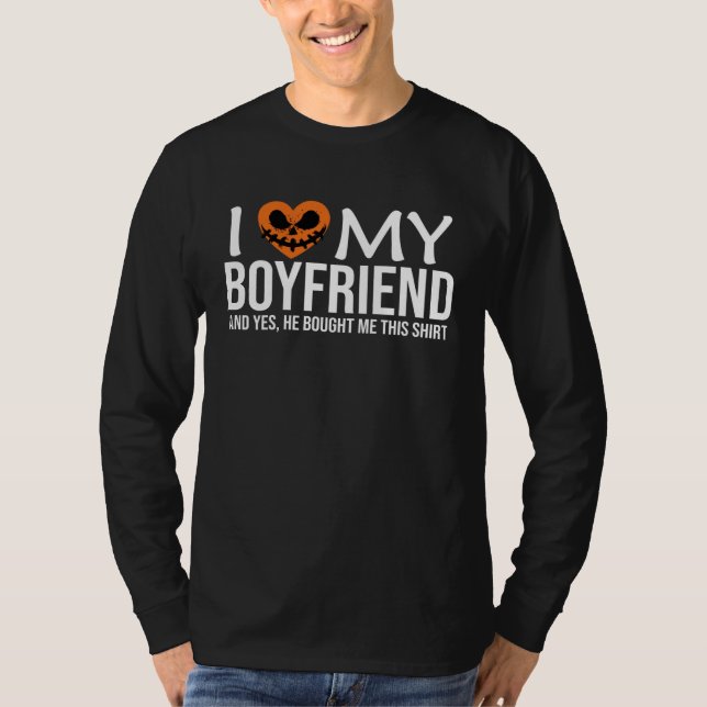 I Love My Boyfriend I Heart My BF  Halloween Coupl T Shirt (Framsida)