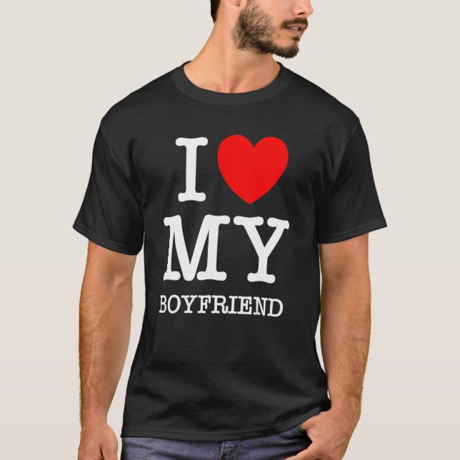 I Love My Boyfriend I Heart My Girlfriend GF Valen T Shirt (Framsida)