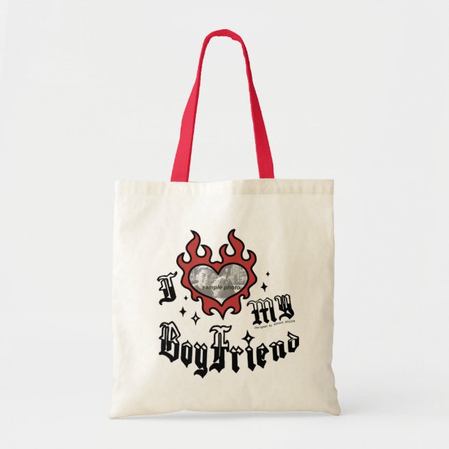 I Love My Boyfriend - Red - DingusDesign  Tygkasse (Framsidan)