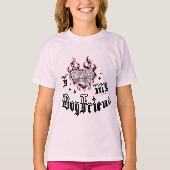 I Love My Boyfriend - Zebra - DingusDesign  T Shirt (Framsida)