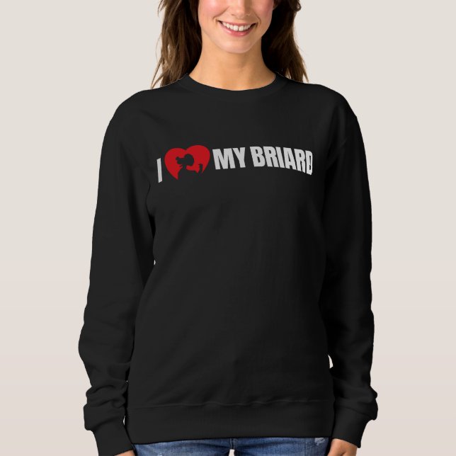 I Love My Briard with Dog Silhouette in Heart T Shirt (Framsida)