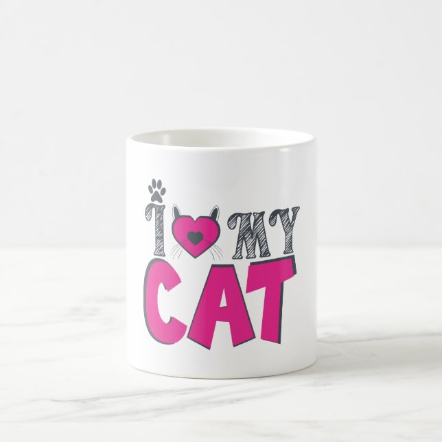 I Love My Cat – Cute Pet Lover Design Kaffemugg (Center)