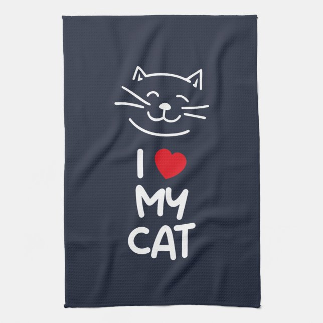 I love my cat kökshandduk (Vertikal)