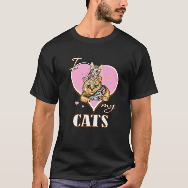 I love my cats fan t shirt (Framsida)