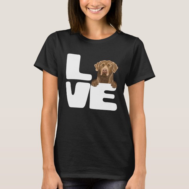 I Love My Chesapeake Bay Retriever Dog T Shirt (Framsida)