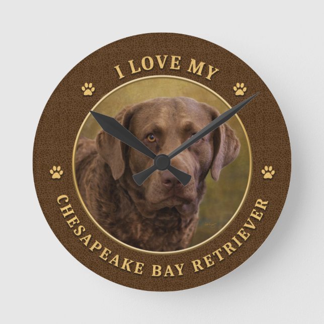 I Love My Chesapeake Bay Retriever Wall Clock Rund Klocka (Framsida)