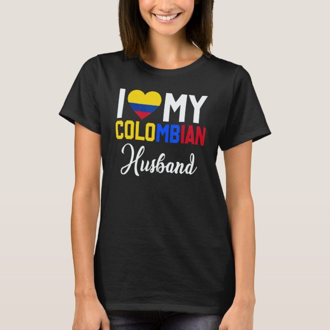 I Love My Colombian Husband Canada Flag Married Co T Shirt (Framsida)